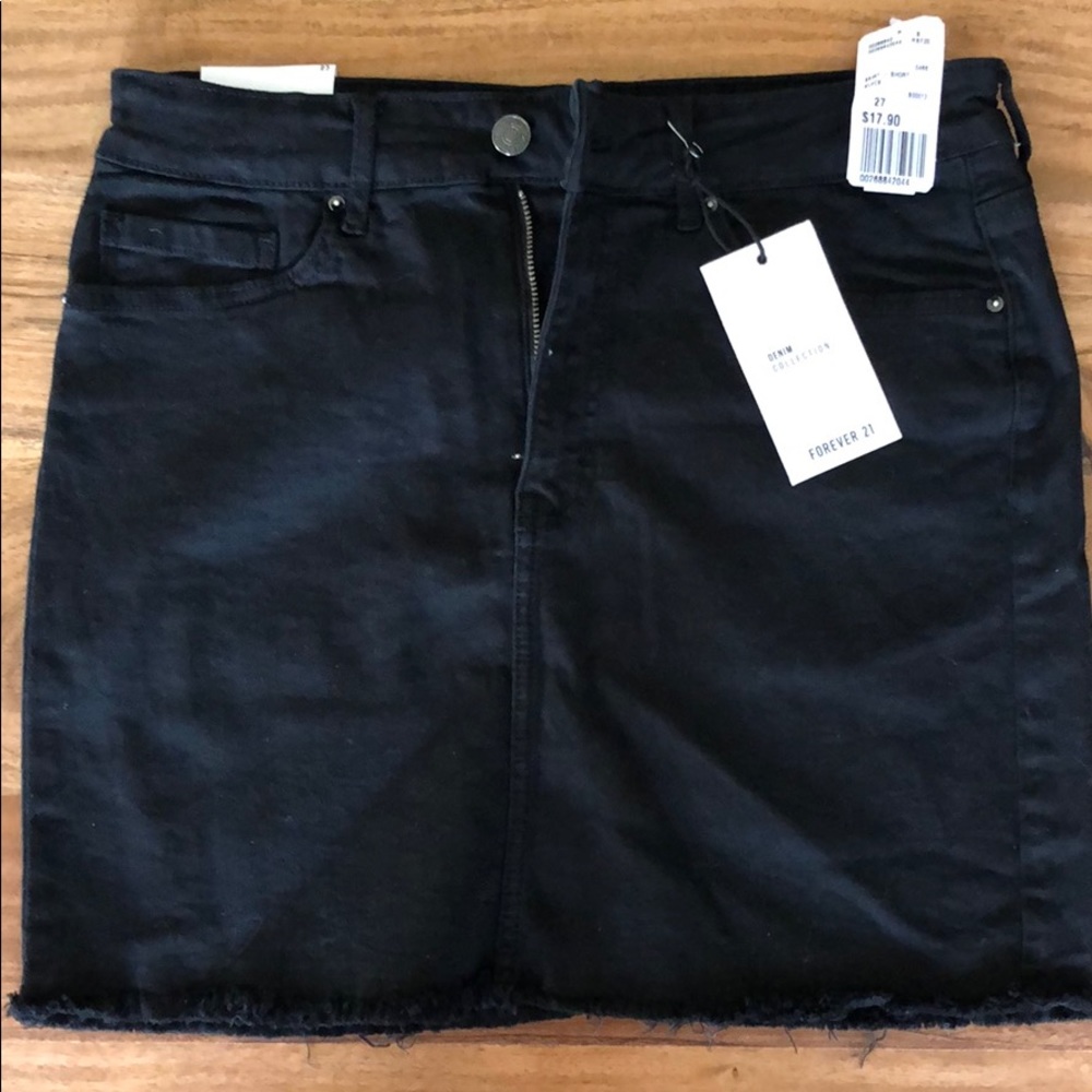 Black denim skirt